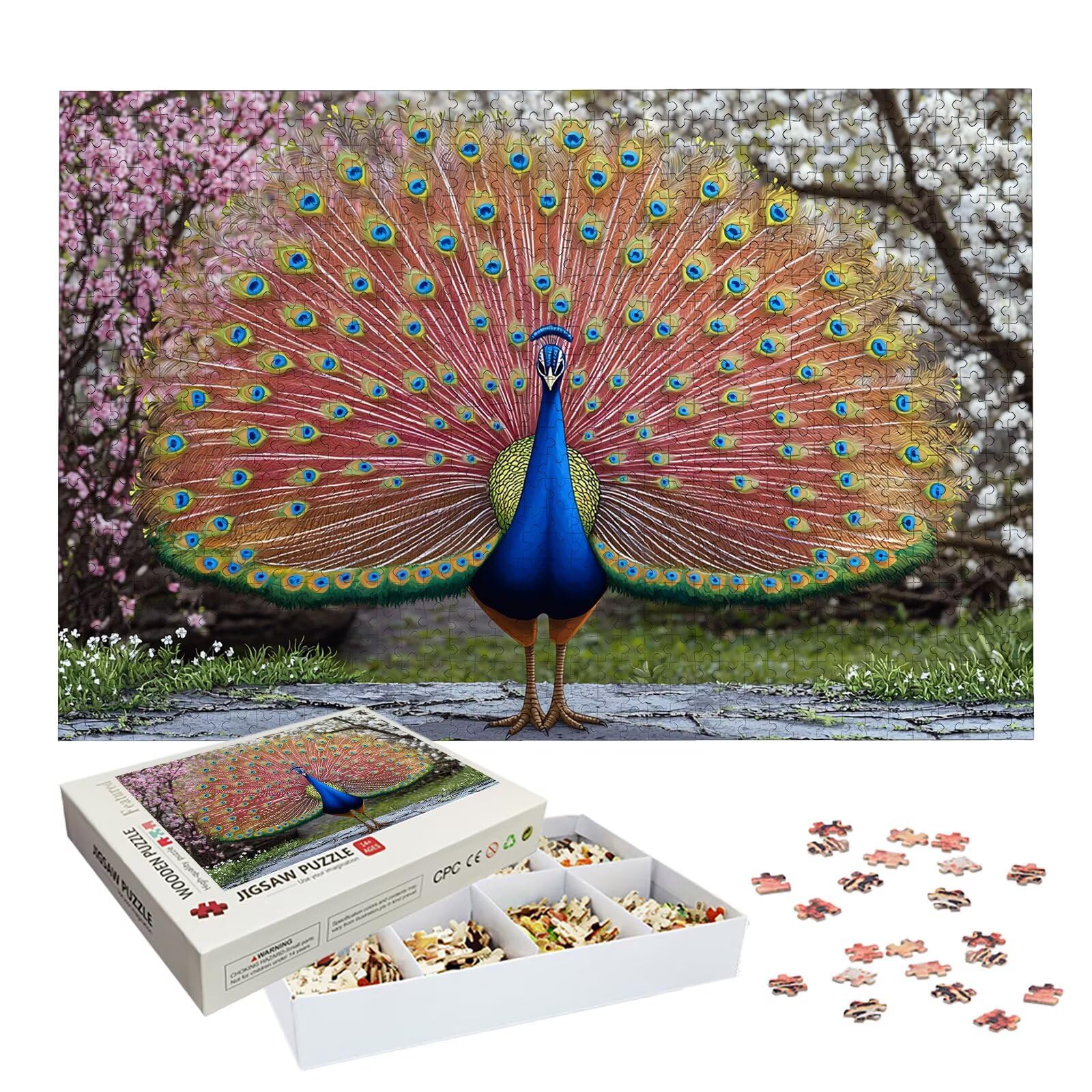 Puzzle 2000 sztuk dla dorosłych dzieci, drewniane puzzle krajobraz dla dorosłych, wymagające łamigłówki pawia, rodzinne gry edukacyjne, łamigłówki z pudełkiem do dekoracji domu, prezent dla kobiet