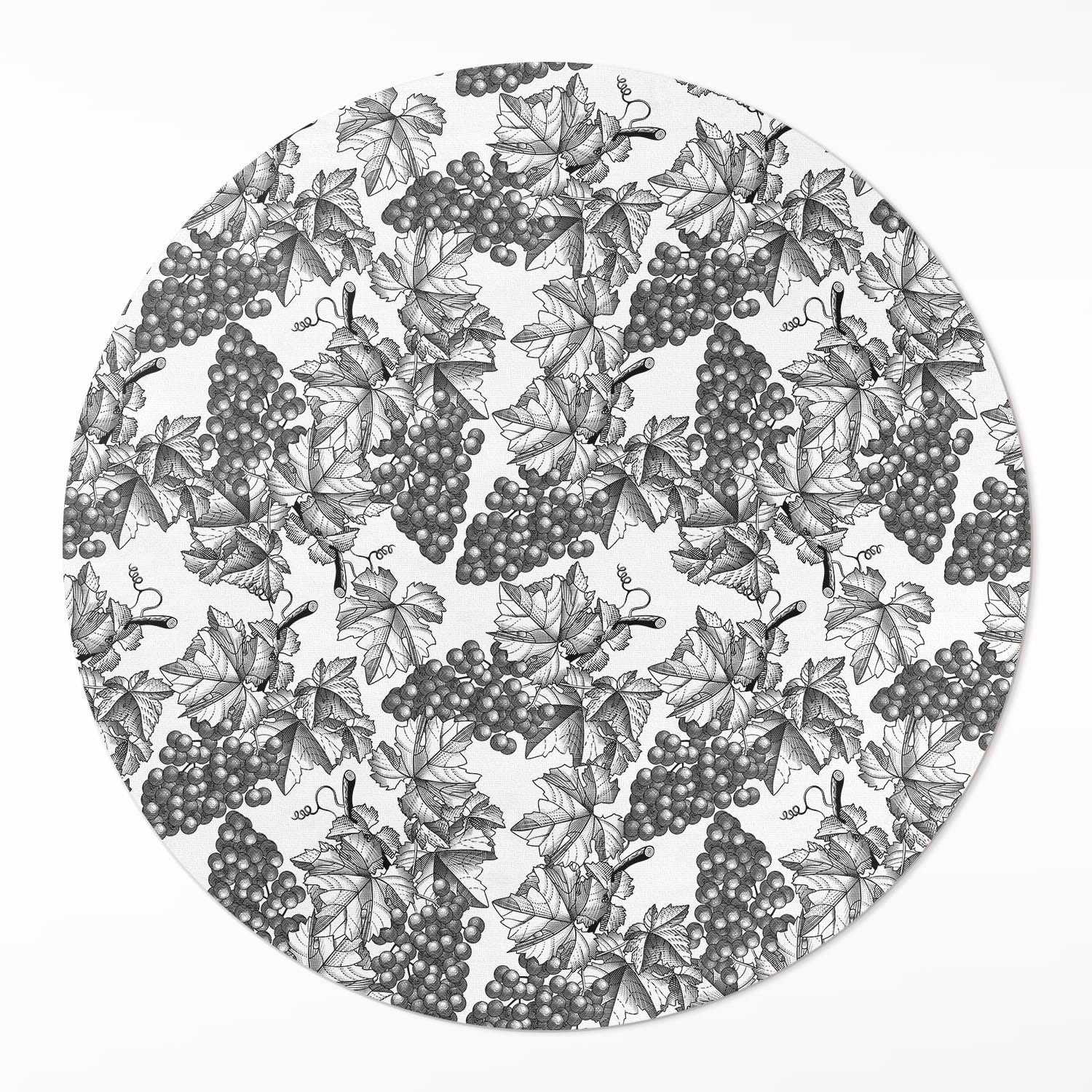 Tapis vinyle ø140 cm rond PVC durable motif croquis de vignes cuisine salon chambre