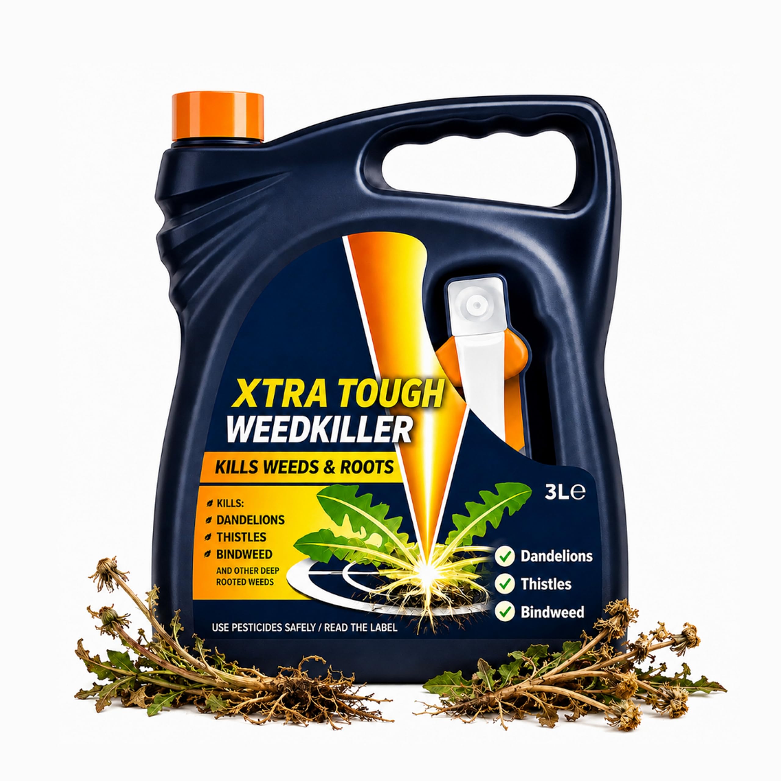 Xtra Tough Weedkiller 3L Ready to Use with Sprayer – Glyphosate Weed Killer for Dandelions, Thistles, Bindweed & Deep-Rooted Weeds – Kills Weeds and Roots for Long-Lasting Control