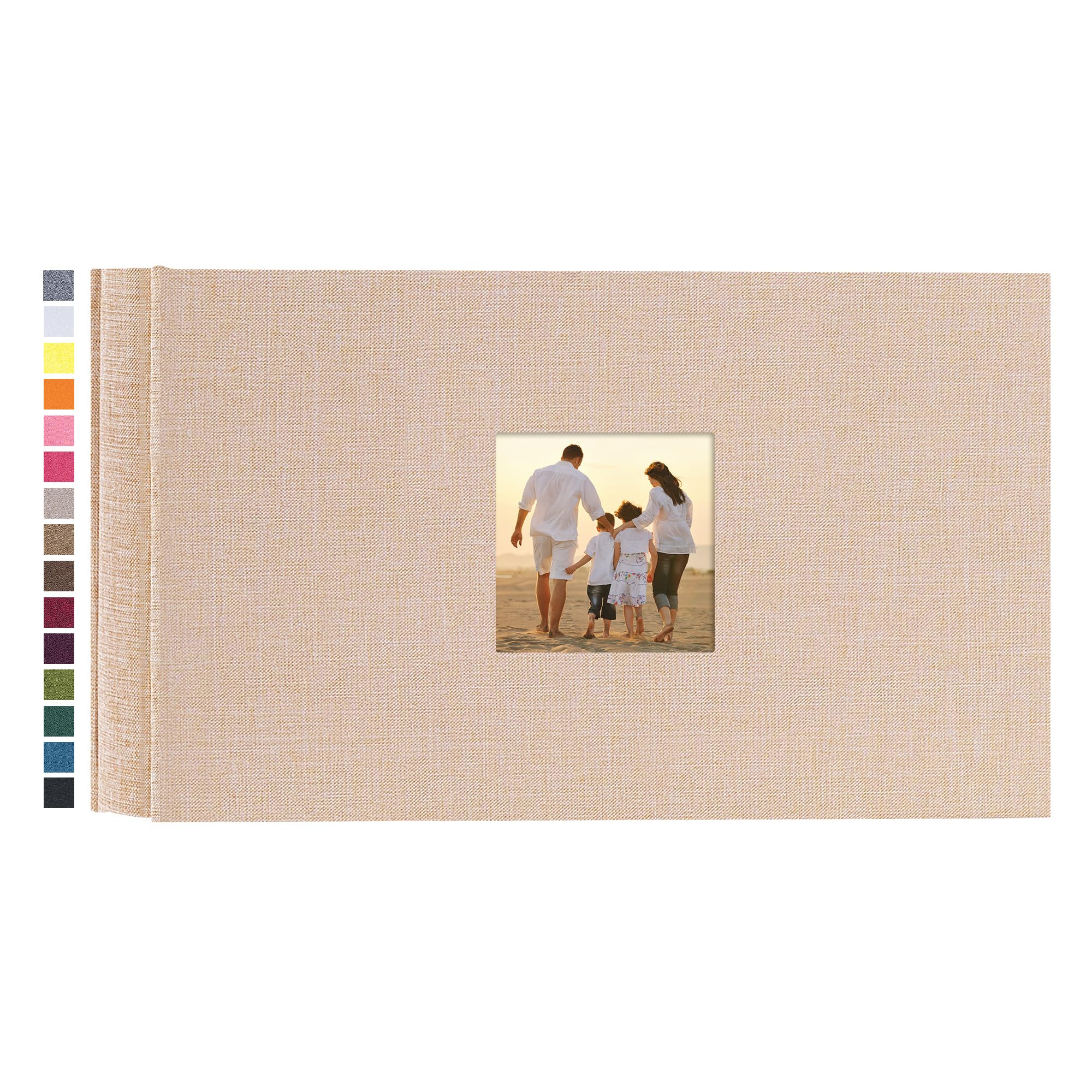 potricher Small Photo Album 4x6 100 Photos Linen Cover Picture Photo Book for Family Wedding Anniversary Baby Vacation (Beige,100 Pockets)