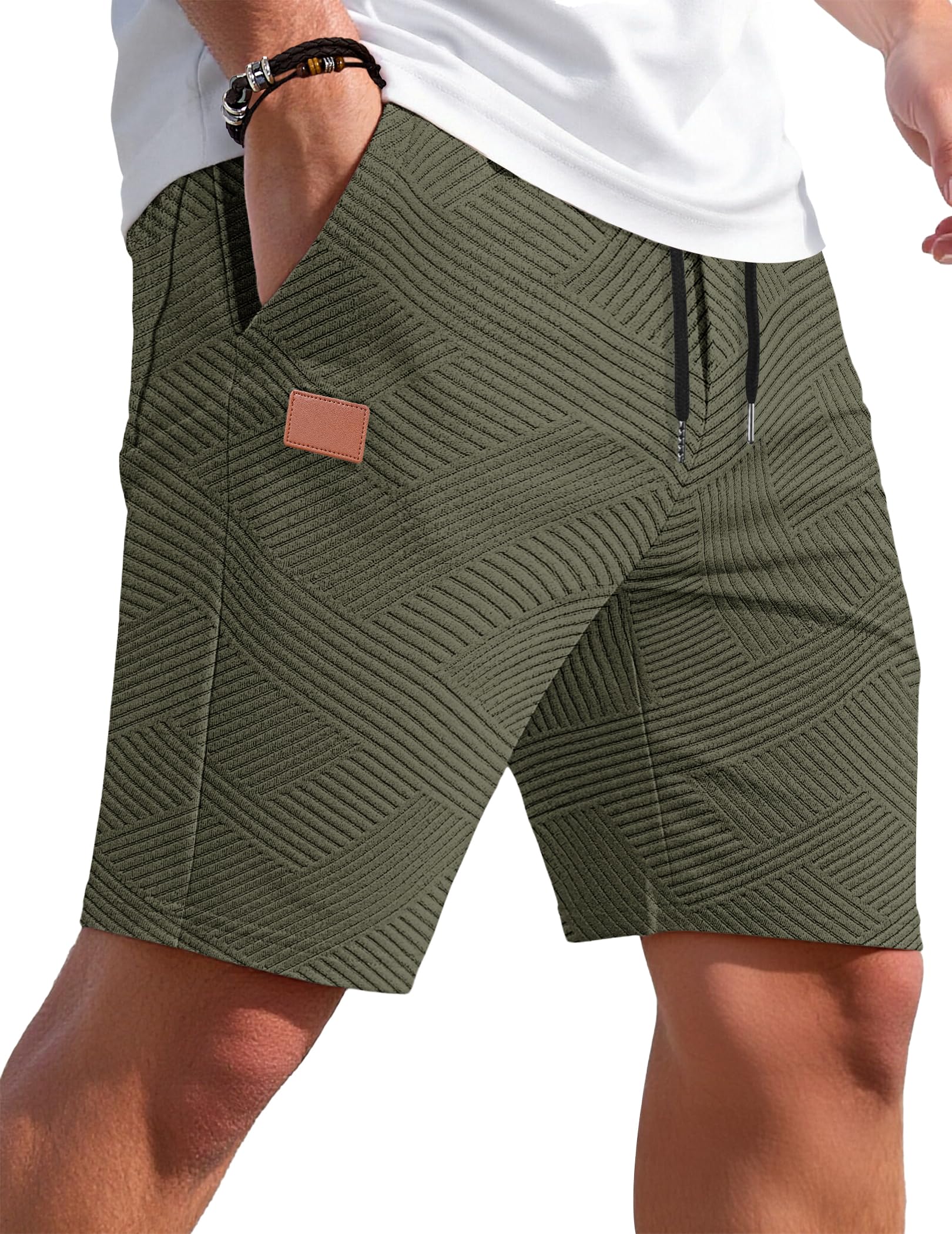 TARAINYA Texture Pantaloncini Uomo Cotone Coulisse Estivi Causal Pantaloni Corti Uomo con Tasche