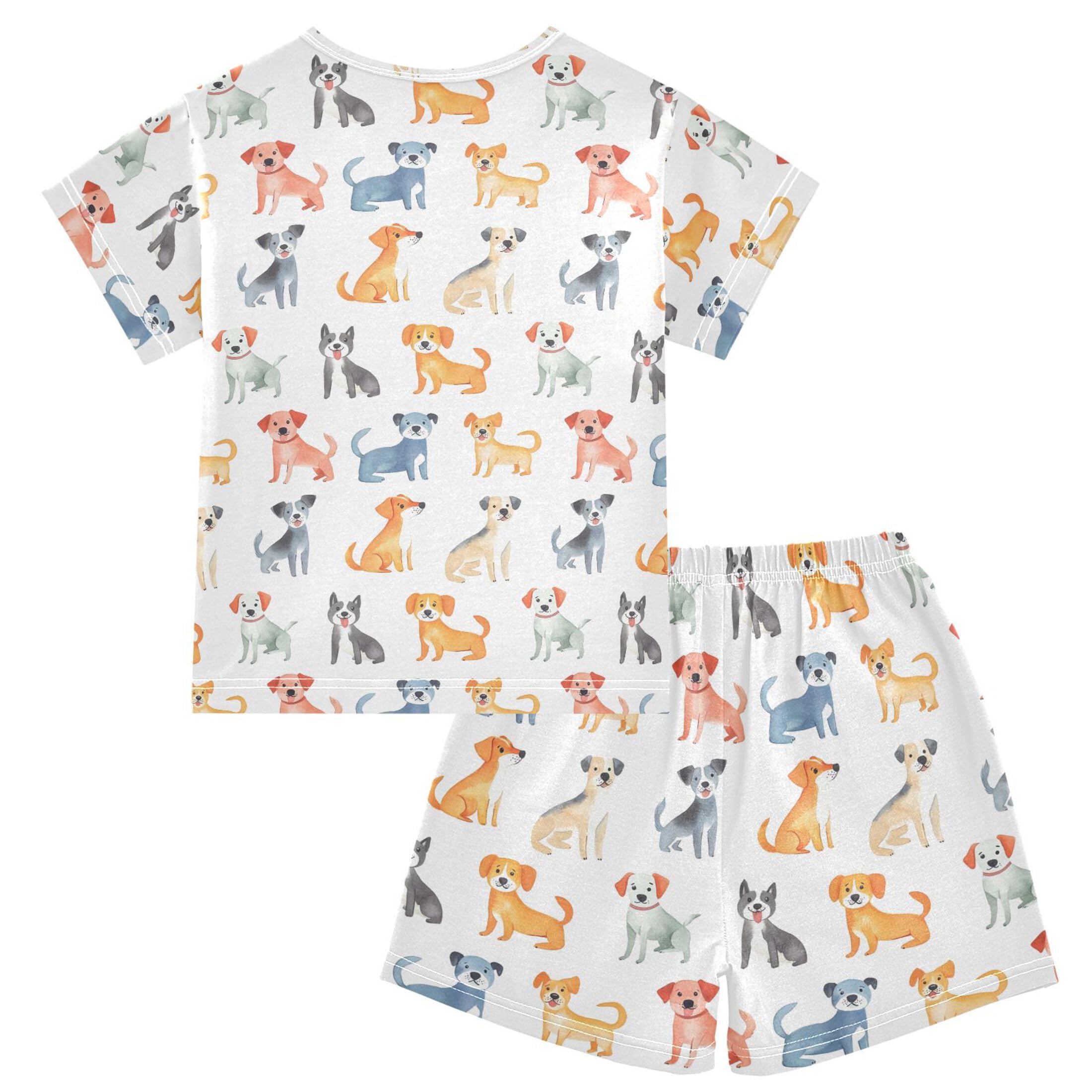 UMIRIKO Cute Dog Puppy Pug Short Sleeve Pajamas Set Sleepwear PJs Nightwear B0404114