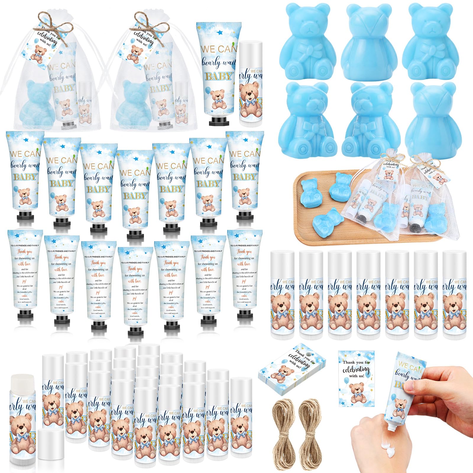75 Pcs/25 Sets Blue Bear Party Favor, Baby Shower for Guests