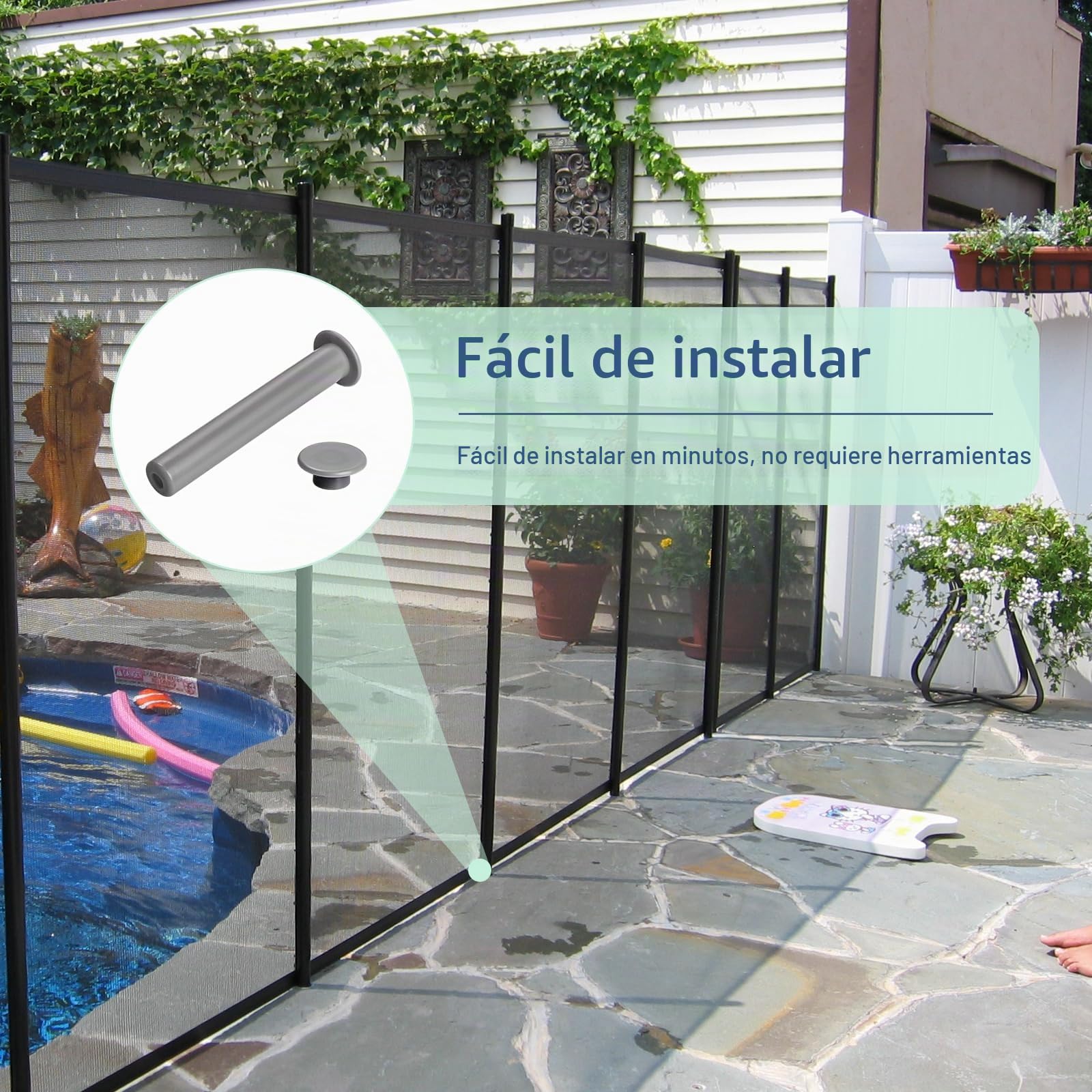 Juego de 10 fundas grises y tapas para valla de piscina, postes de valla de seguridad, valla de piscina salvavidas 178-G5, bricolaje, diámetro de base de 5/8 pulgadas y 4 pulgadas de altura,