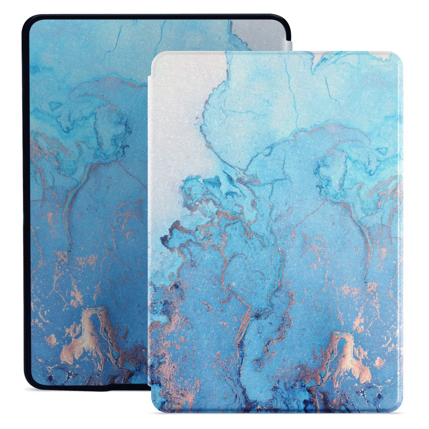 T Tersely Slimshell PU Leather Case Cover for All-New Kindle 11th Generation 2024/2022 Release (Will not fit Kindle Paperwhite or Oasis), Smart Shell Cover with Auto Sleep/Wake (Blue Marble)