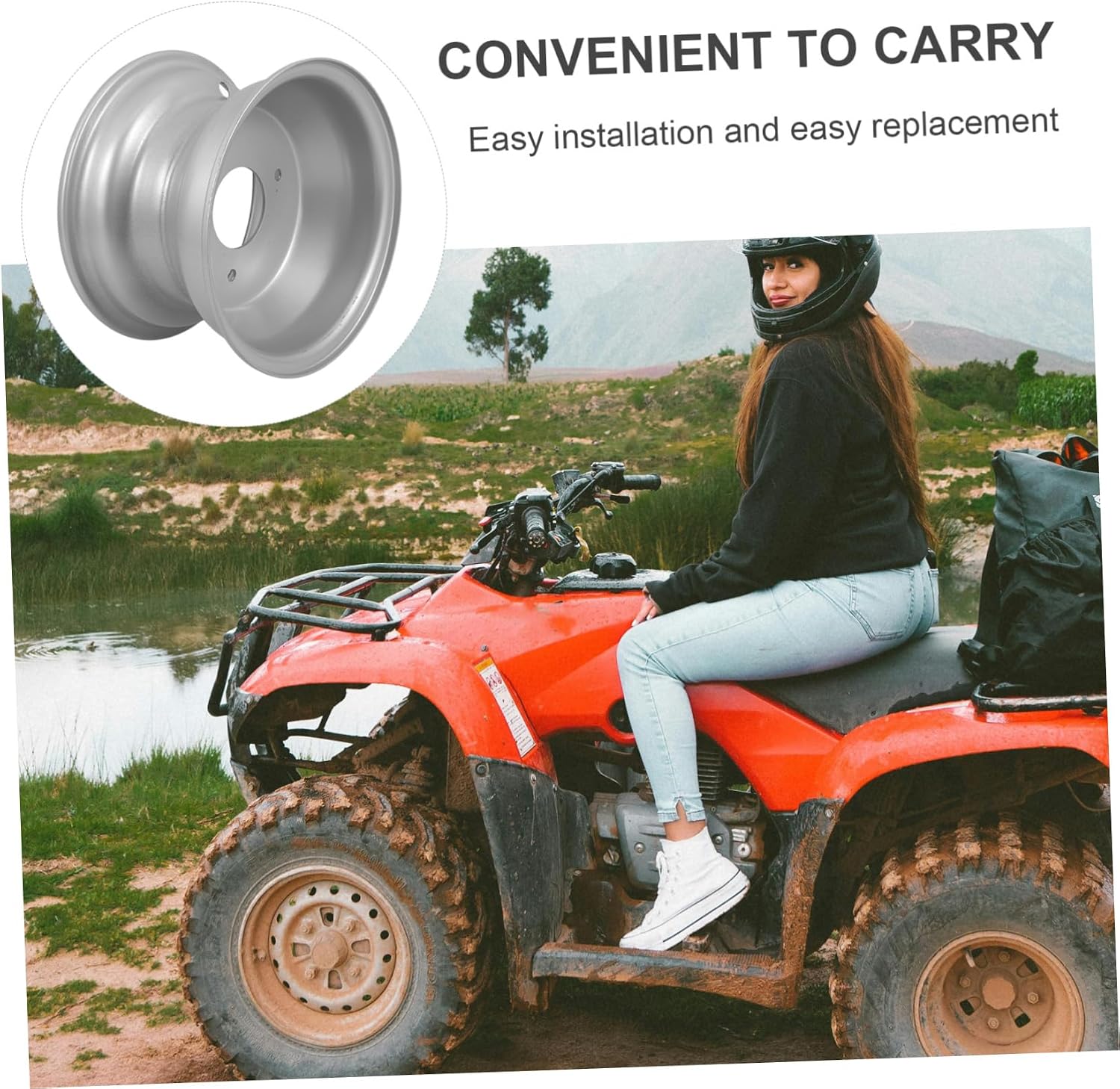 Healifty 3holes Atv Wheel Rim Replacement Tire Rim Compatible Iron Construction