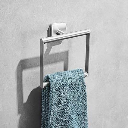 Leekayer 15 cm toalla anillo para baño acero inoxidable cuadrado toalla titular cepillado níquel montaje en pared Lavatorio