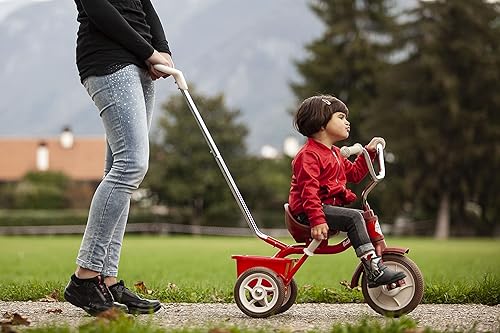 Miniatura 7 de Italtrike Triciclo de pasajero con asa de empuje y cesta para niños pequeños y niños, ingeniería superior, duradero, fácil de montar, asiento