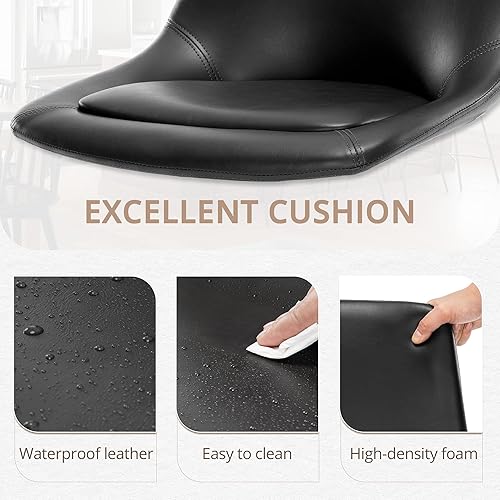 Miniatura 4 de LUE BONA Silla de comedor para interiores y exteriores, sillas de comedor tapizadas de piel sintética con patas de metal, juego de 2 sillas de