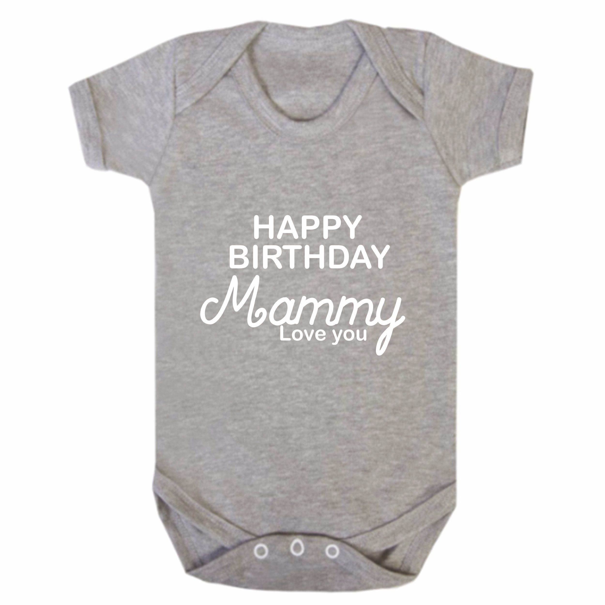 Reality Glitch Grey Happy Birthday Mammy Short Sleeve Babygrow