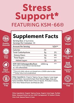 Lunakai USA Made KSM-66 Ashwagandha Gummies for Women & Men Daily Vegan Supplement for Stress, Mood & Sleep Support, 60ct