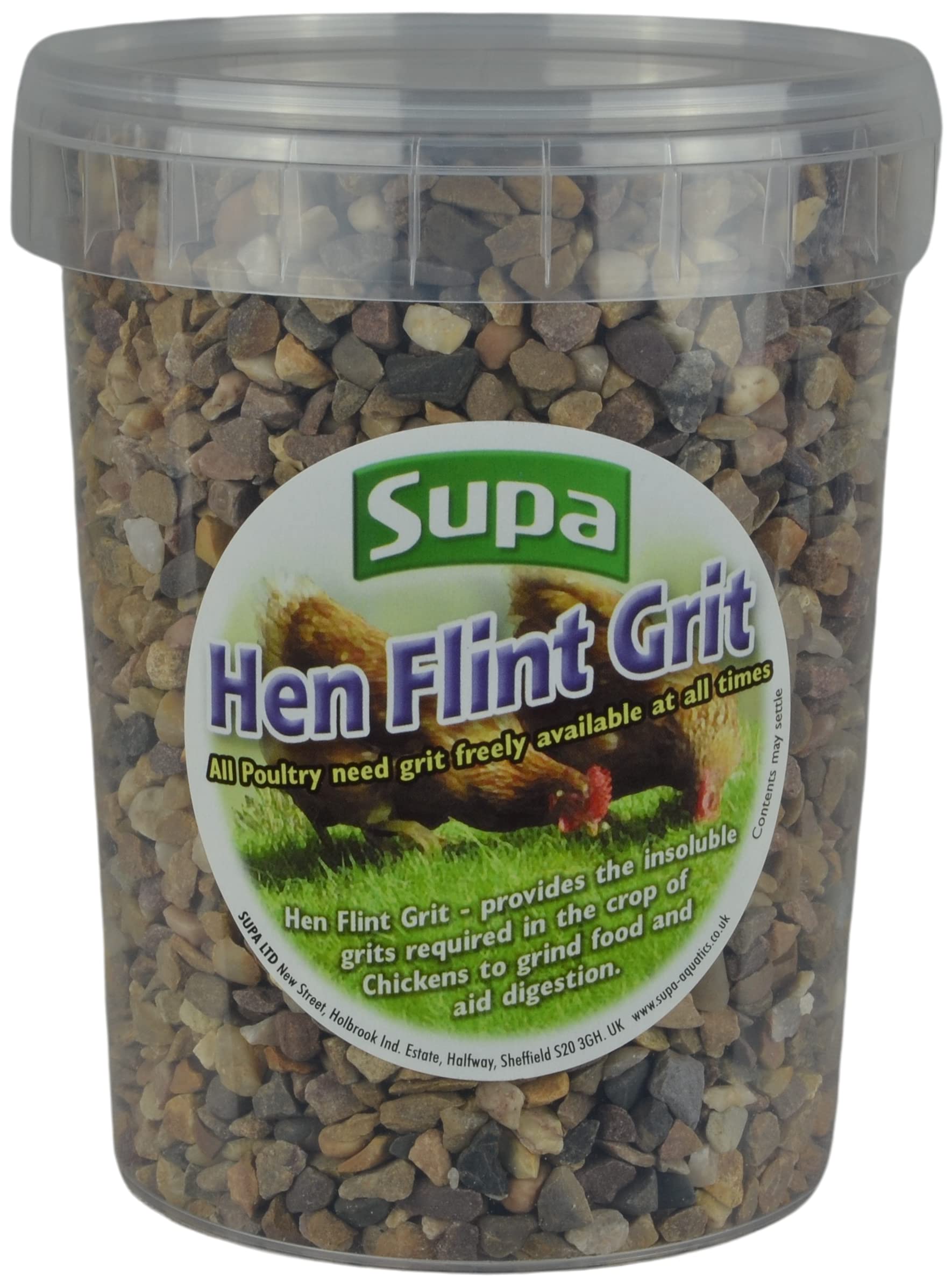Supa Poultry Hen Flint Grit Tub, 1 Litre, Pack of 5, Provides The Insoluble Grits Required In The Crop Of Chickens To Grind Food And Aid Digestion,