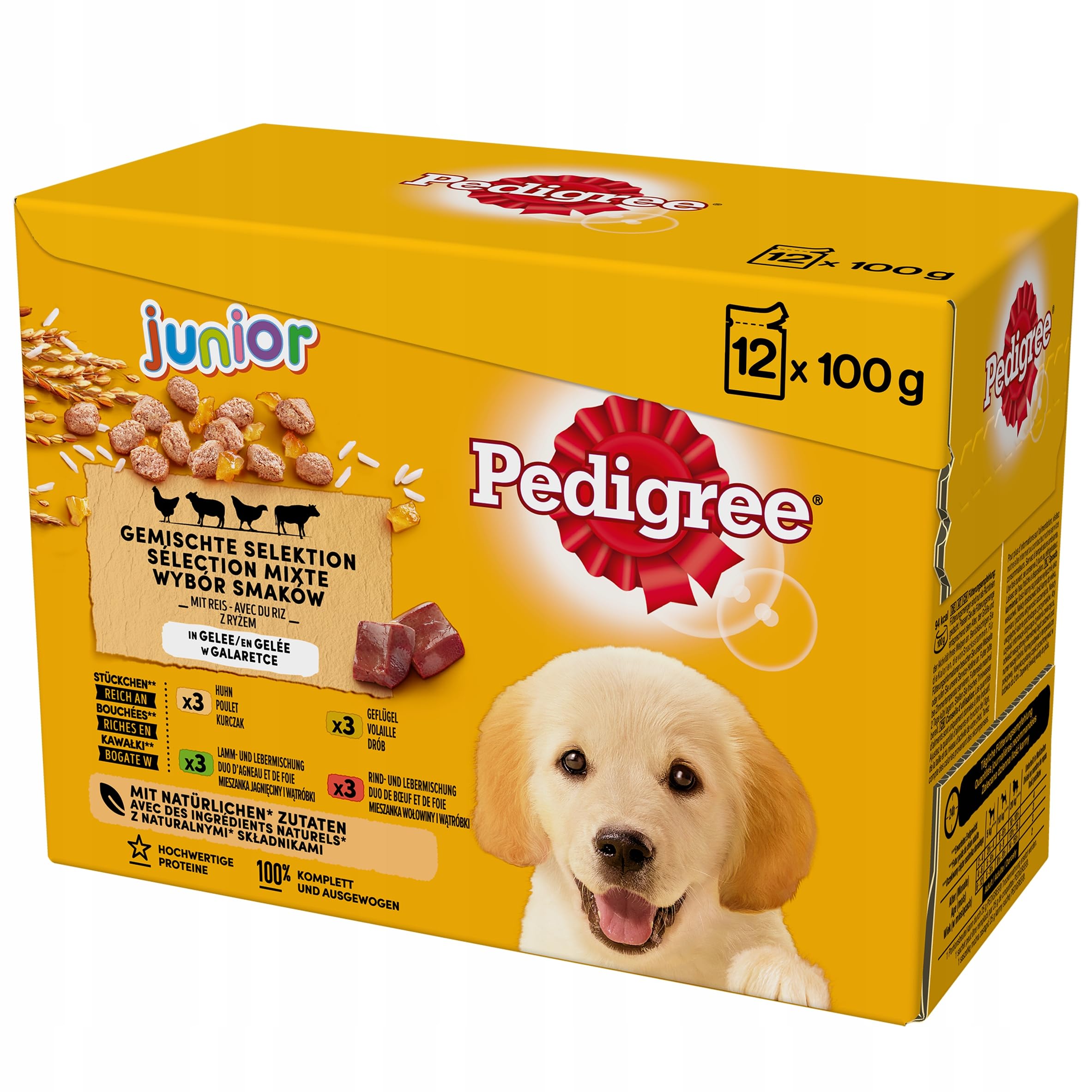 Pedigree Dogcare Chunks Lot de 84 sachets de Nourriture pour Chien en gelée Junior 84 x 100 g
