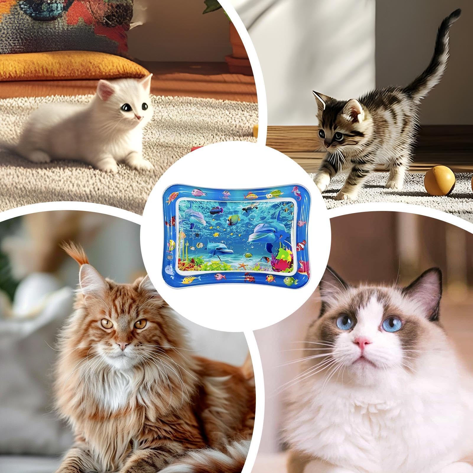 Katzenwasserbett - Sensorische Wasserspielmatte Für Katzen | Kratzfeste Kühlende Spielzeug Aqua Pool Für Sommer Kätzchen Spaß