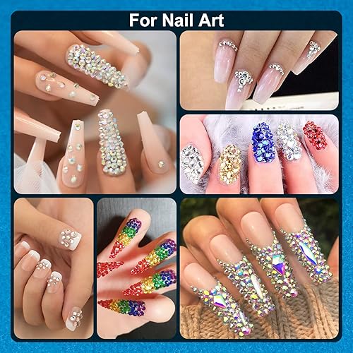 Miniatura 6 de Diamantes de imitación para uñas y perlas, kit de manicura con gel de pegamento de diamantes de imitación para uñas, cristal de parte trasera plana