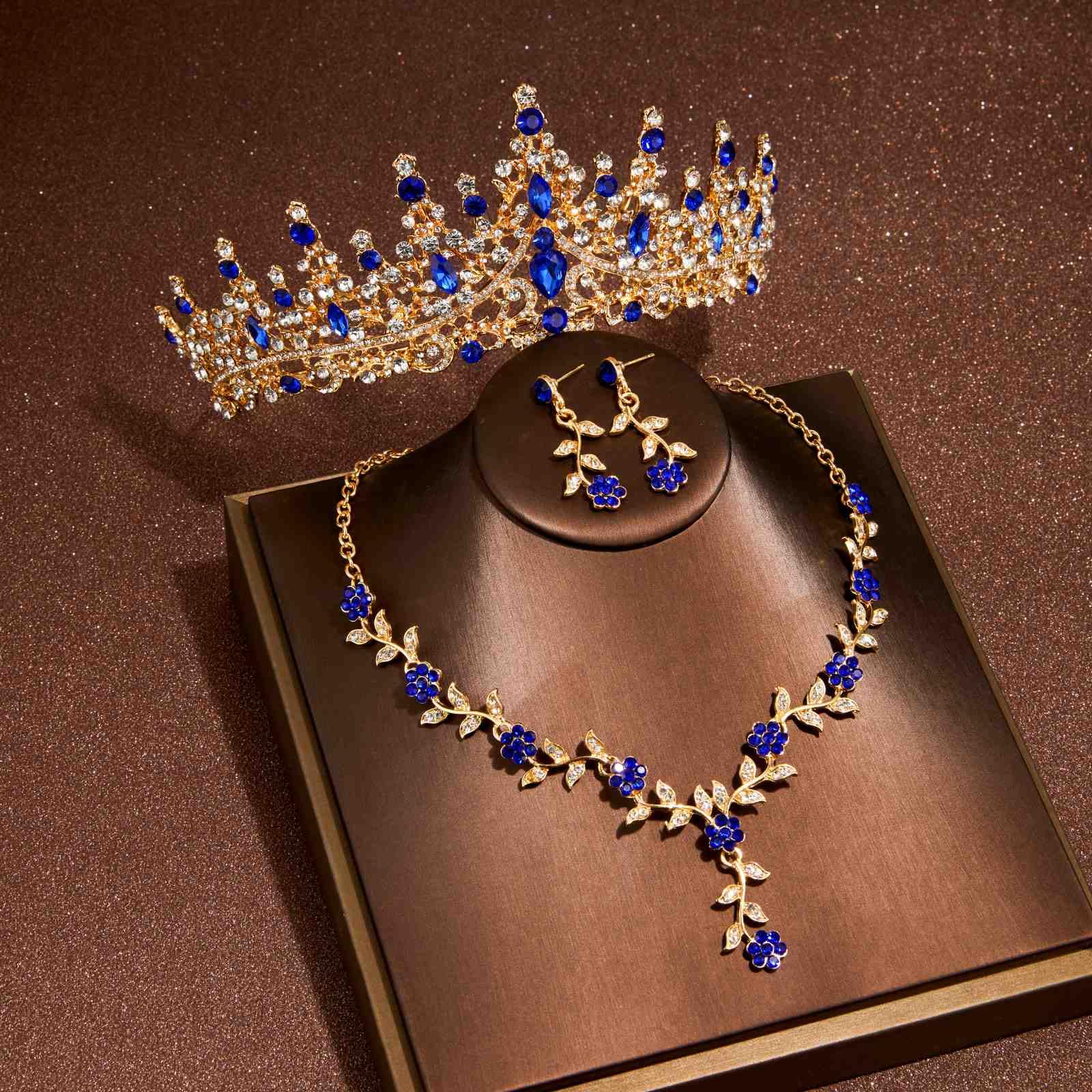 Kamirola Tiaras and Crowns for Women,Tiaras Earrings Necklace, Crystal Bridal Jewelry Set (TR48)