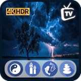 静かな雨と雷のテレビ - 時間と天気予報付きの心地よい睡眠補助