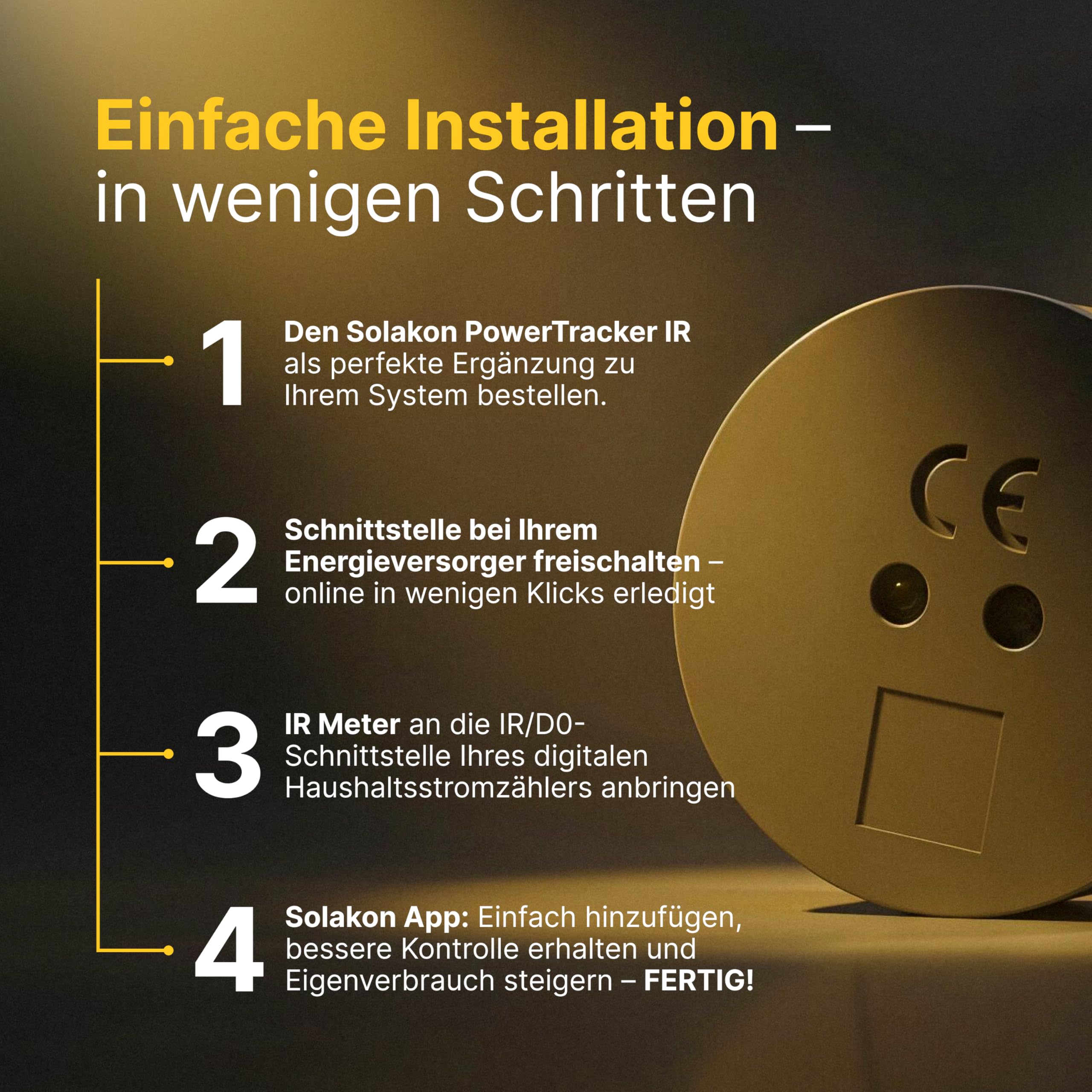 Solakon® PowerTracker IR Smart Meter - Optischer IR-Energiezähler für die Solakon ONE Speicher - Echtzeit-Messung des Netzverbrauchs - Zero-Feed-In-Steuerung für Balkonkraftwerke
