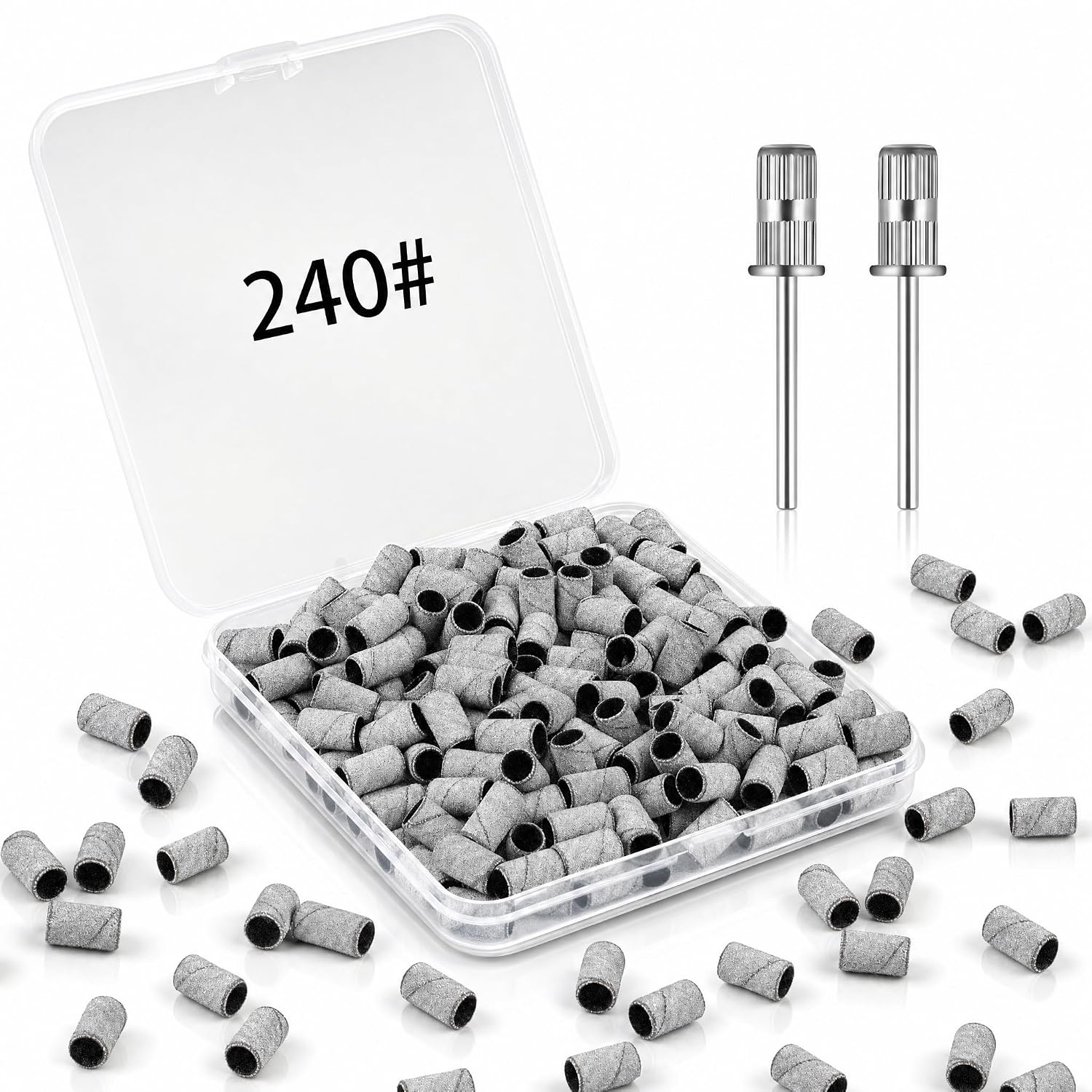  200Pcs Sanding Bands for Nail Drill Small, 240 Fine Grit, Brown thumbnail