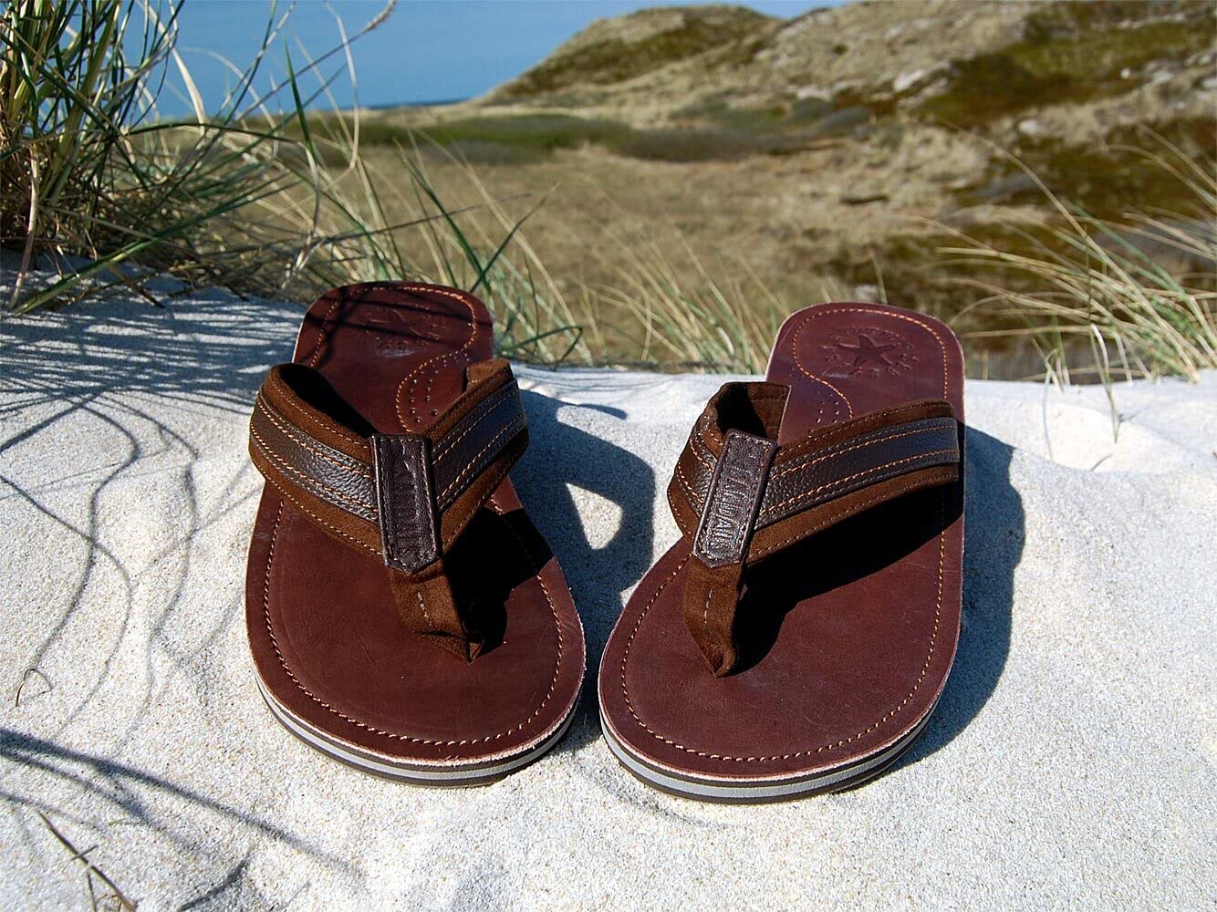 Herren Leder Zehentrenner Zehensandale Zehensteg Sandalen Gr.40-50/1964.bw