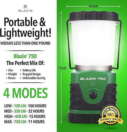 Miniatura 5 de Linterna LED más brillante para campamento y huracán, funciona con pilas.