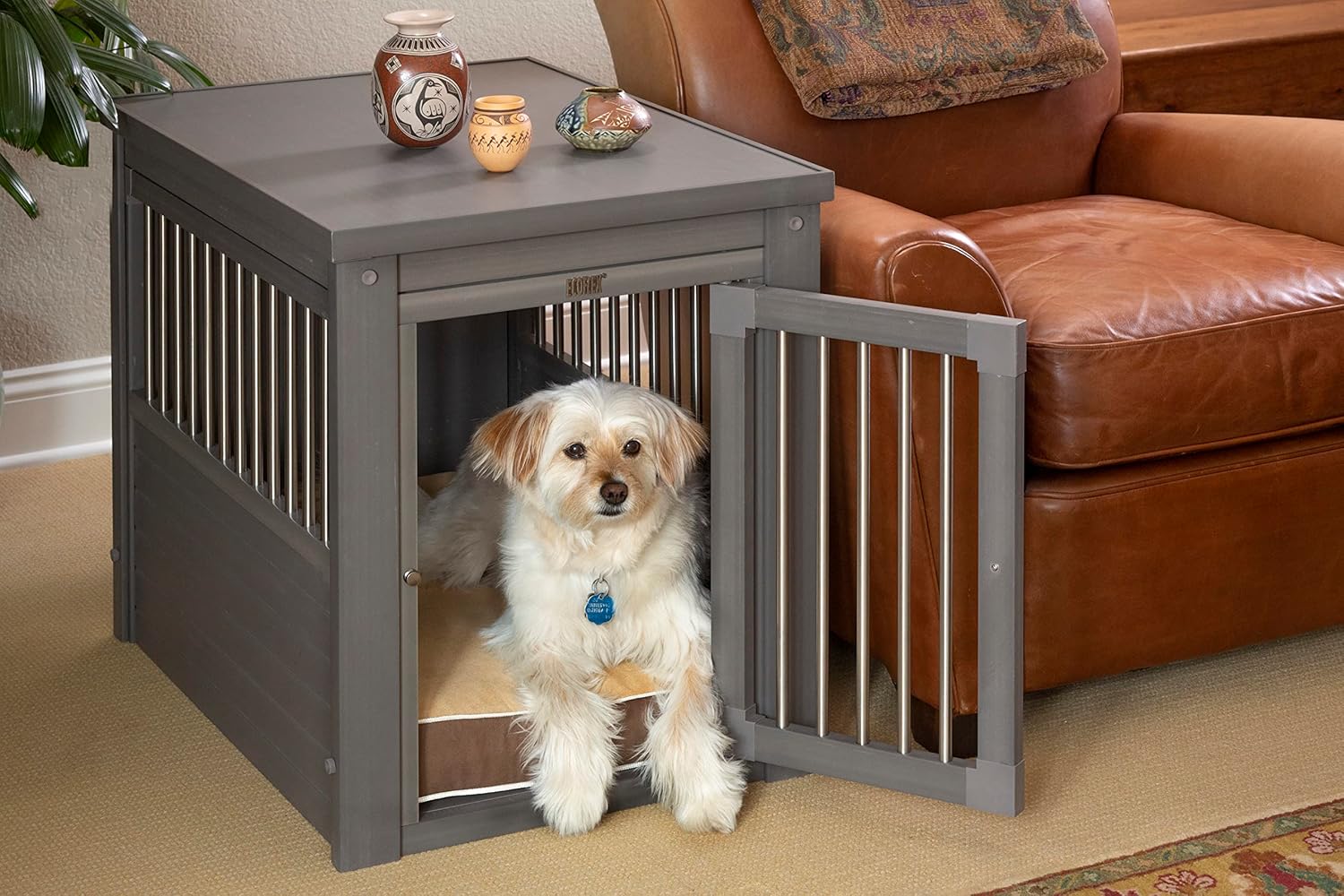New Age Pet ecoFLEX Pet Crate/End Table, Medium, Grey