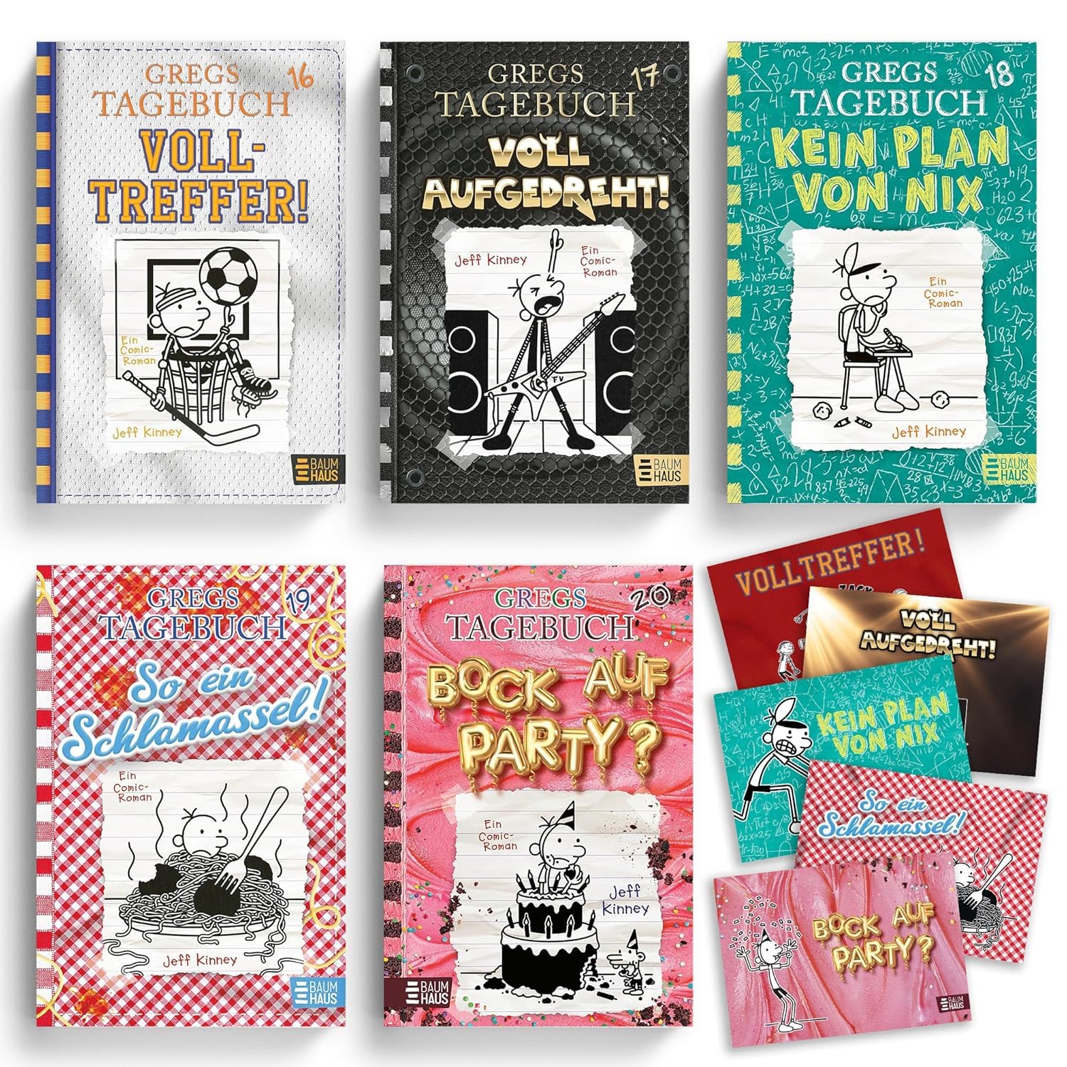 Gregs Tagebuch Band 16-20 plus passende Postkarten zu jedem Band