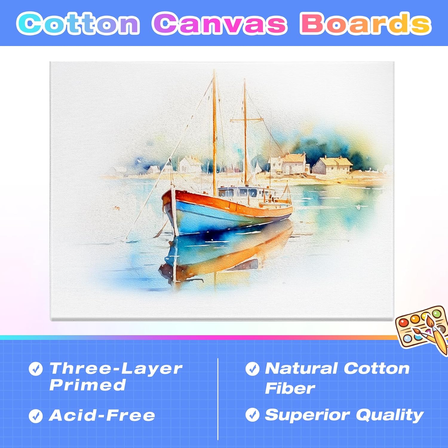 Jeffbaubl 24 Pack Canvas Boards for Painting, 5 x 7 inch Cotton Canvas Panels, Gesso Primed Acid-Free Painting Canvases, Blank Canvases for Acrylic Watercolor Oil Tempera Paints - Image 3