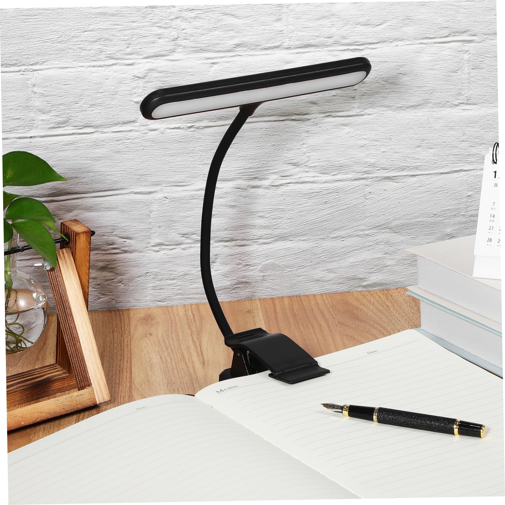 VANZACK Lampada Da Lettura a Led Clip Regolabile, Luce Per Pianoforte Verticale Ricaricabile Batteria Integrata, Collo Flessibile e Luminosità Dimmerabile Per Lettura e Leggio