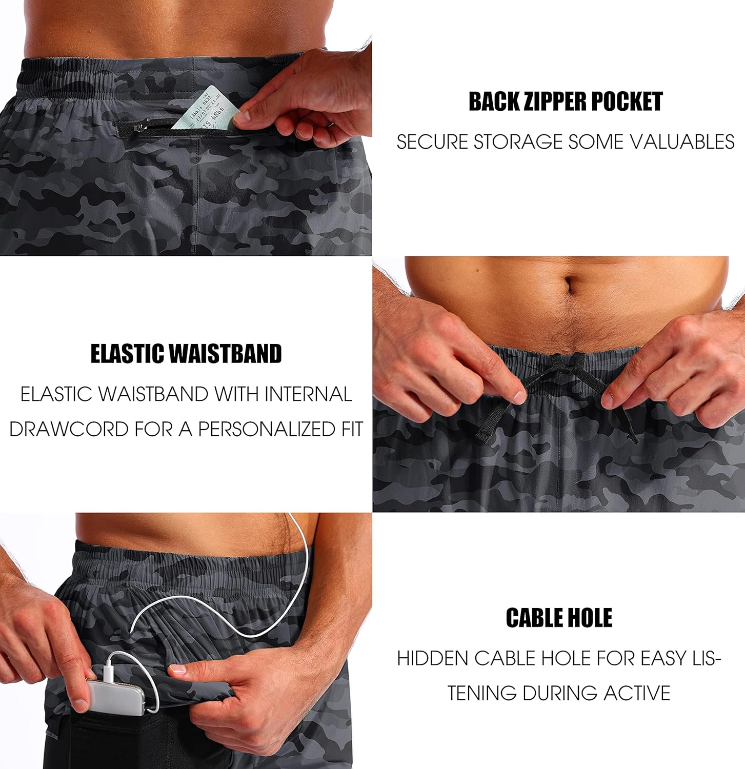 Pudolla Men’s 2 in 1 Running Shorts 5" Quick Dry Gym Athletic Workout Shorts for Men with Phone Pockets - Image 5