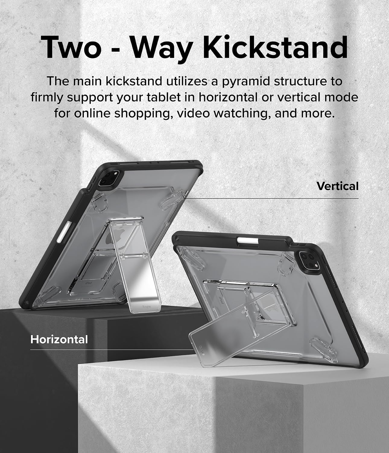 Ringke Fusion Sketch Stand for iPad Pro 11 Inch Case (4th, 3rd, 2nd, 1st) [Cover + Stand] Pencil Holder with Overcharge Prevention Non Yellowing Wobble Free for Writing and Drawing - Black