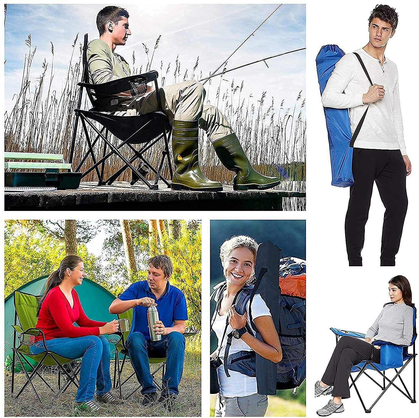 Sarjak Portable Folding Camping Chair with Carry Bag, Cup Holder, Heavy Duty Steel Frame, Outdoor Chair for Camping, Picnic, Fishing, Beach, Garden, Hiking and Travel (Multicolor) 4