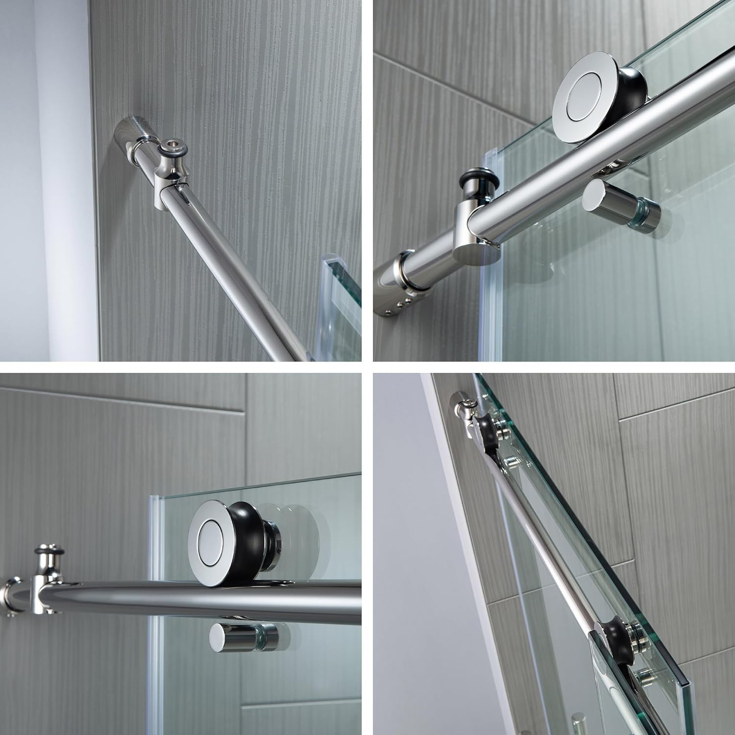 60'' Frameless Clear Glass Sliding Shower Door with Stainless Steel Frame