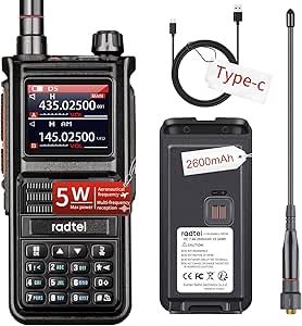 Radtel RT-470X Tri-Band Jamón Radio Walkie Talkies 256CH Aviación Banda de Aire Radio de dos vías NOAA Escáner de policía Marina UHF VHF Transceptor de mano de largo alcance USB-C, Frecuencia de copia