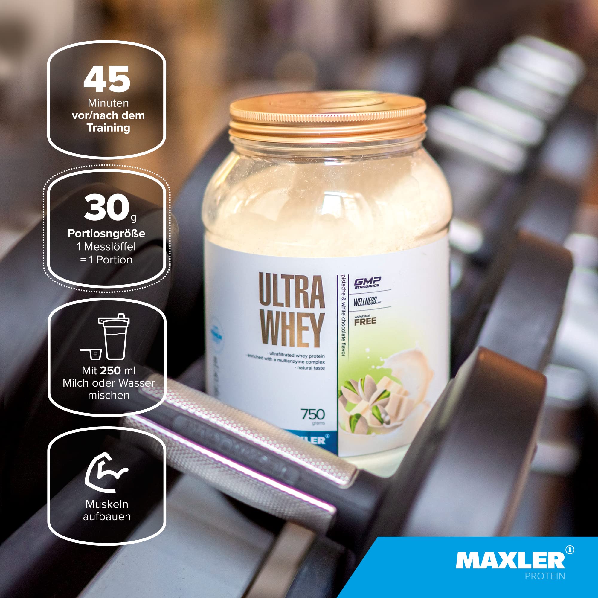 Maxler Ultra Whey Protein - Proteine Whey - Proteines musculation - Whey Isolate - Whey Protein Milkshake à la Fraise - 450g de proteine whey