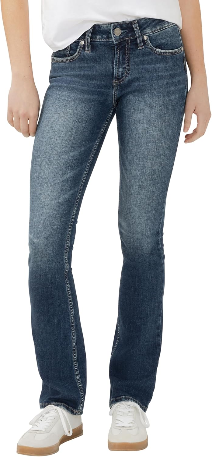 Silver Jeans Co. Women's Suki Mid Rise Curvy Fit Slim Bootcut Jeans