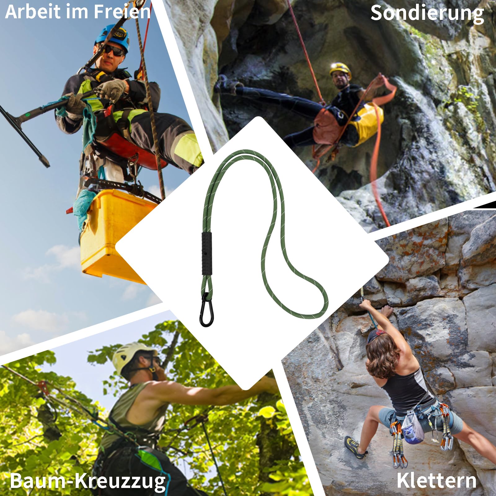 2er Schaukel Befestigung Seil,53cm Hängematte Hängesessel Aufhängung Set Befestigung,Seil mit Karabiner Für Outdoor-Baumschaukel Spielplatz Schaukelaufhängung,Grün/453kg