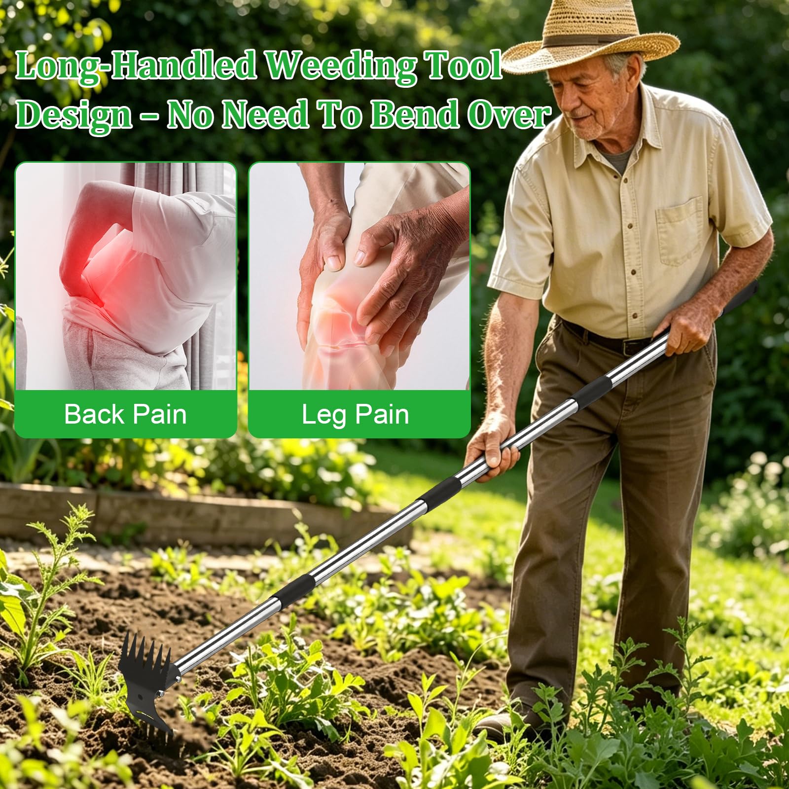 Strumento Per Rimuovere Le Erbacce Con Manico Lungo, 148.5 Cm Strumento Da Giardinaggio 2 In 1, Estirpatore Erbacce Rimuovere Con Manico Lungo Regolabile Per Giardino, Cortile, Prato