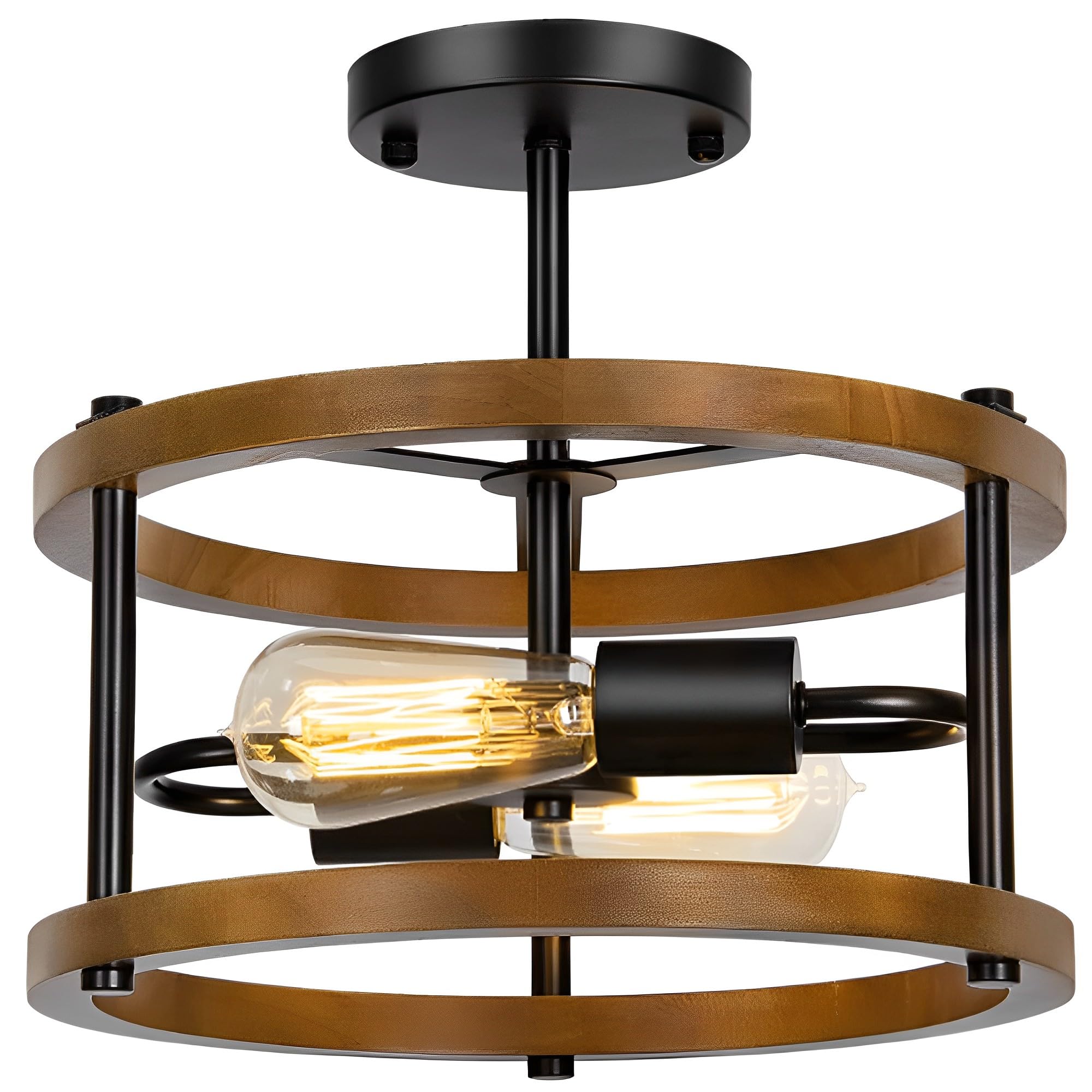 FYZDLAOR 2-Lights Ceiling Light Fixture,Industrial Semi Flush Mount Chandelier,Ceiling Lighting for Kitchen Living Room Bedroom Farmhouse Hallway Foye