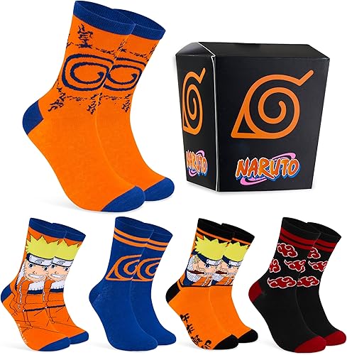 Mens Socks Pack of 5 Crew Socks - Anime Gifts For Him