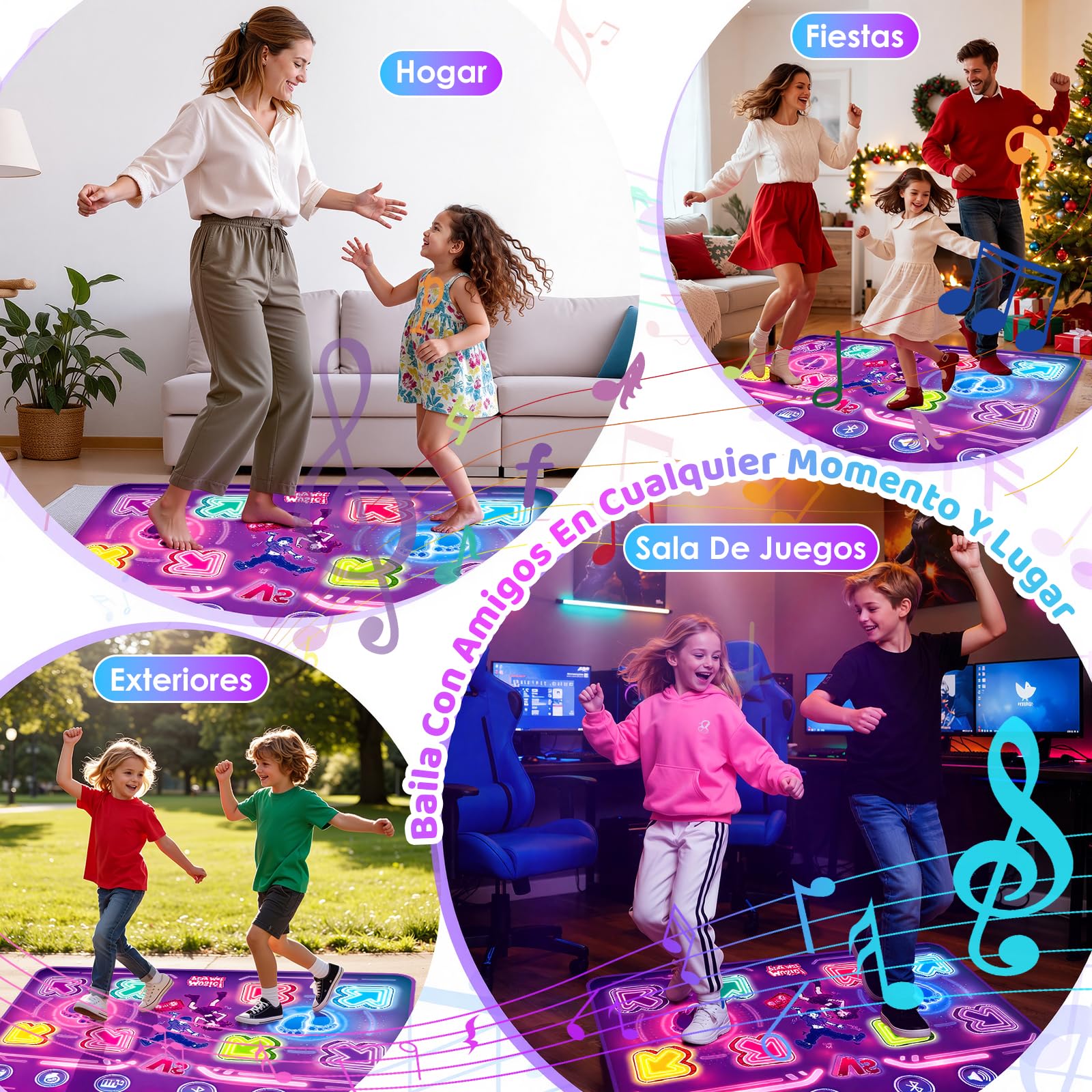 GuKKK Para Dos Alfombra de Baile Juguete Niña 3-10 Música Alfombrilla de Baile con 8 Flechas de Luz LED y Inalámbrico Bluetooth, Alfombra de Baile,Navidad Cumpleaños Regalos para Niñas Niños 3+