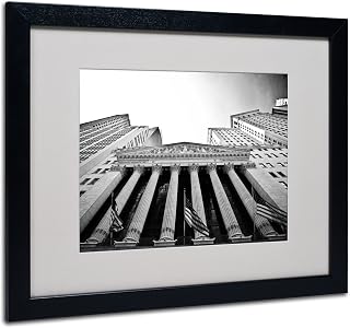 the New York Stock Exchange by Yale Gurney Canvas Artwork in Black Frame, 16 by 20-Inch