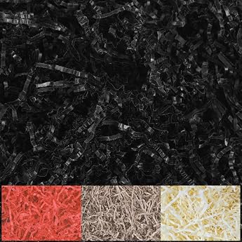 Creative Deco 1 kg Black Paper Filling Material Gift Straw for Parcels Paper Cutlets Decorative Packaging Material for Christmas Gifts in Blue Bag