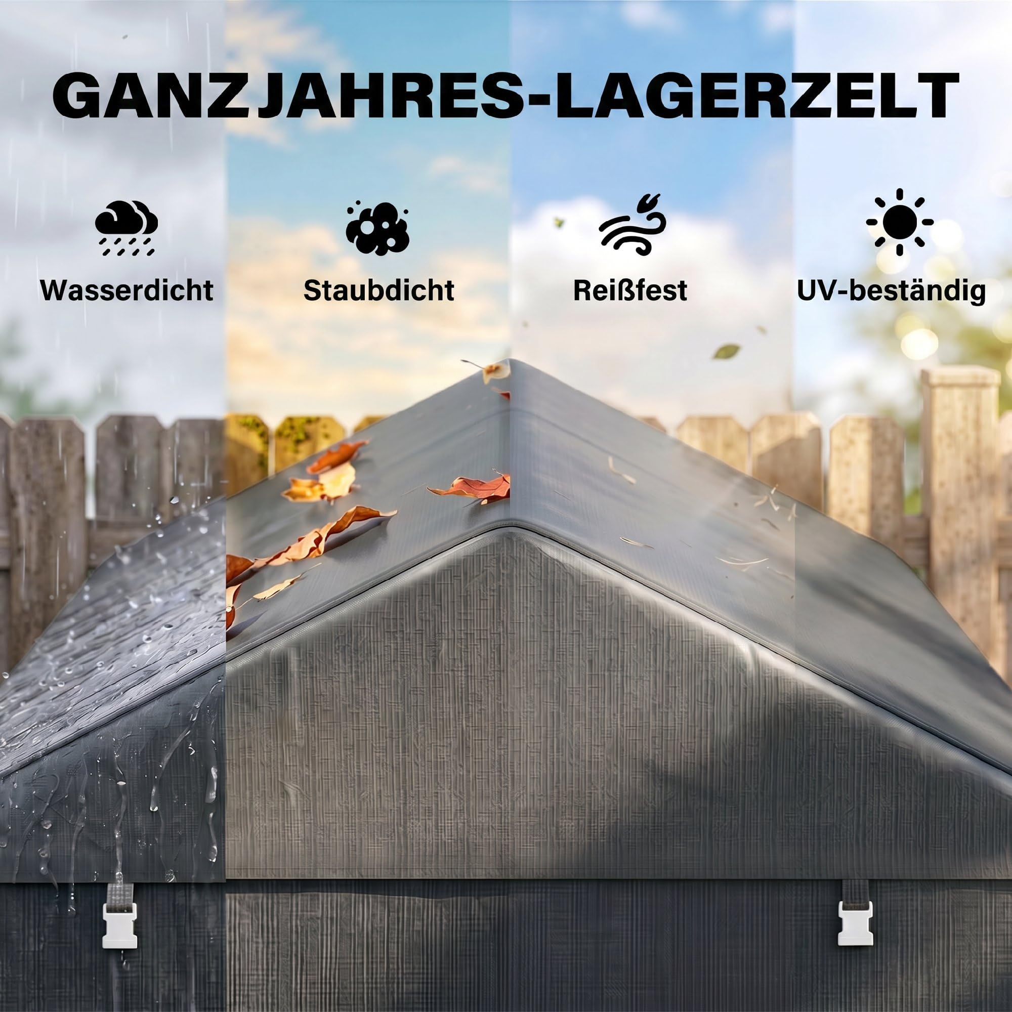 Outsunny Garagenzelt, 1,6 x 2,18 x 1,72 m Lagerzelt mit UV-Schutz, Reißverschlusstür, Wasserabweisend Foliengarage für Gartengeräte, Motorrad, Dunkelgrau