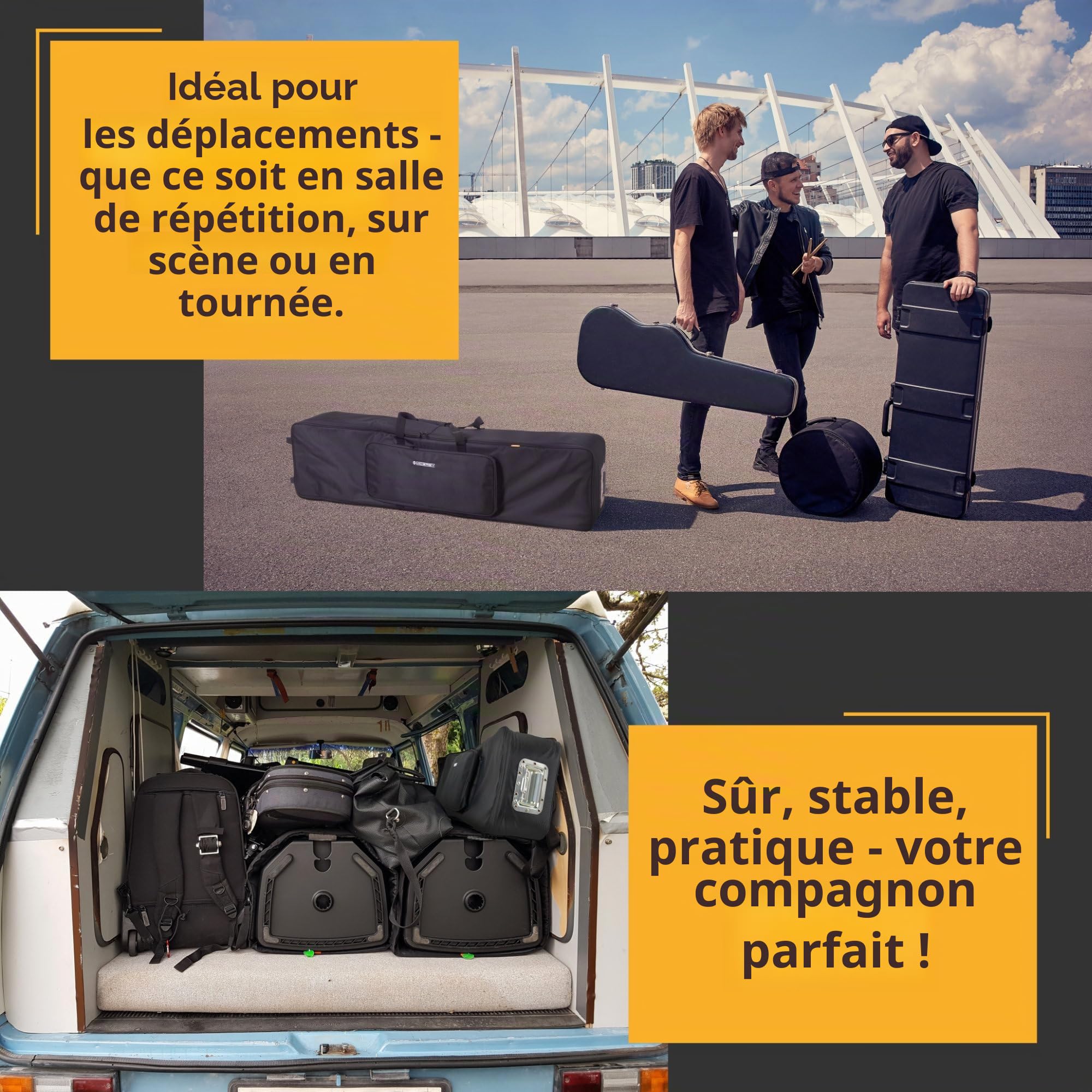 McGrey KBT-3122-88 Keyboardtrolley, Poignée de transport auto-agrippante | Valise roulante légère pour pianos 88 touches, Matériau résistant à l'eau, protège contre l'humidité & la poussière, Poids: 3