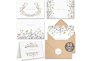 Floral Thank You Cards: 50 Wildflower Cards with Envelopes