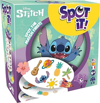 Asmodee Spot It! Disney Stitch Card Game | Quick Observation Card Game with Beloved Characters! Fun Matching Game for Kids & Adults, Ages 6+, 2-8 Players, 15 Mins