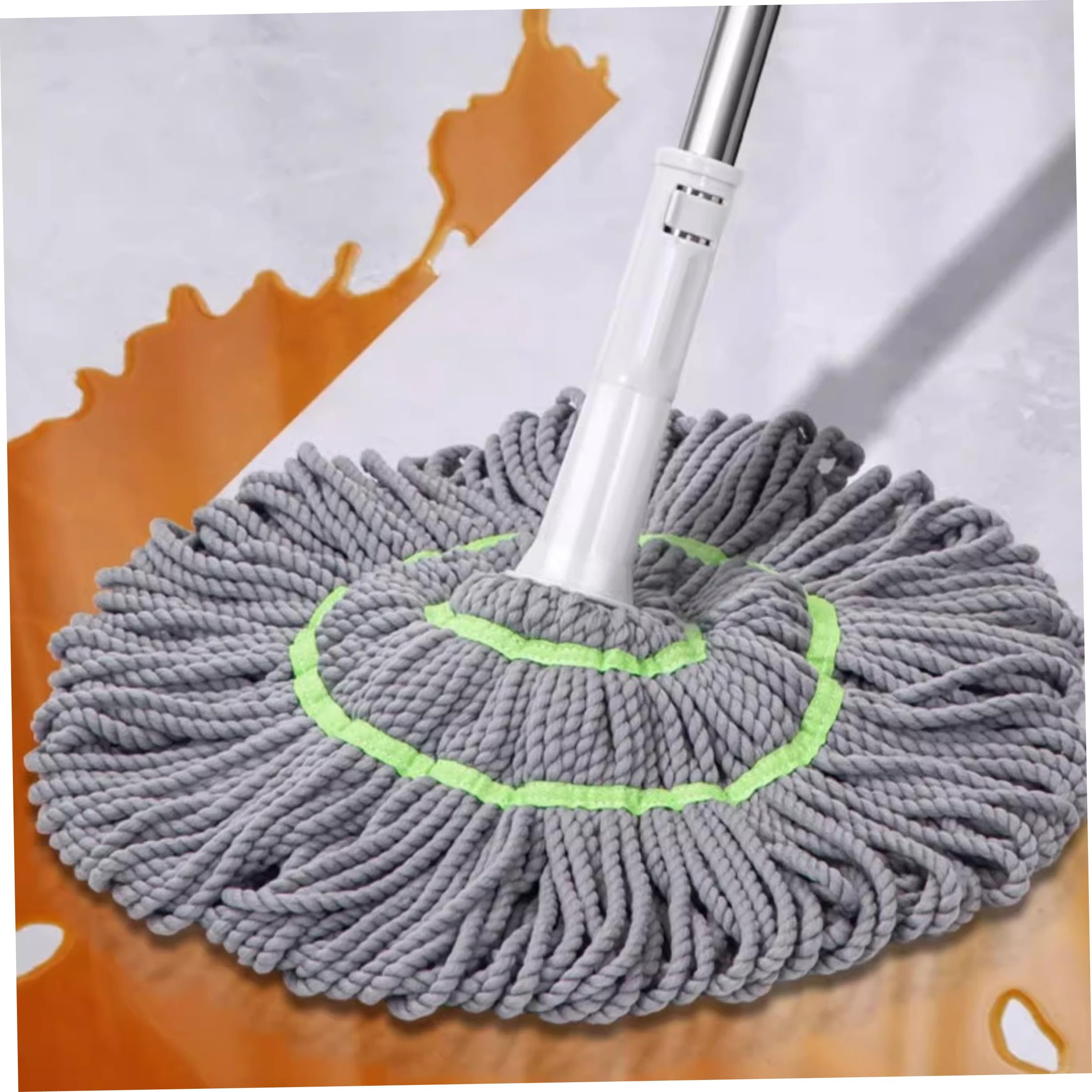 Fregona autoescurrible de 66cm, fregonas giratorias con Cabezal de Fibra de algodón para Limpieza de Suelos, Mango de Acero, Uso húmedo/seco