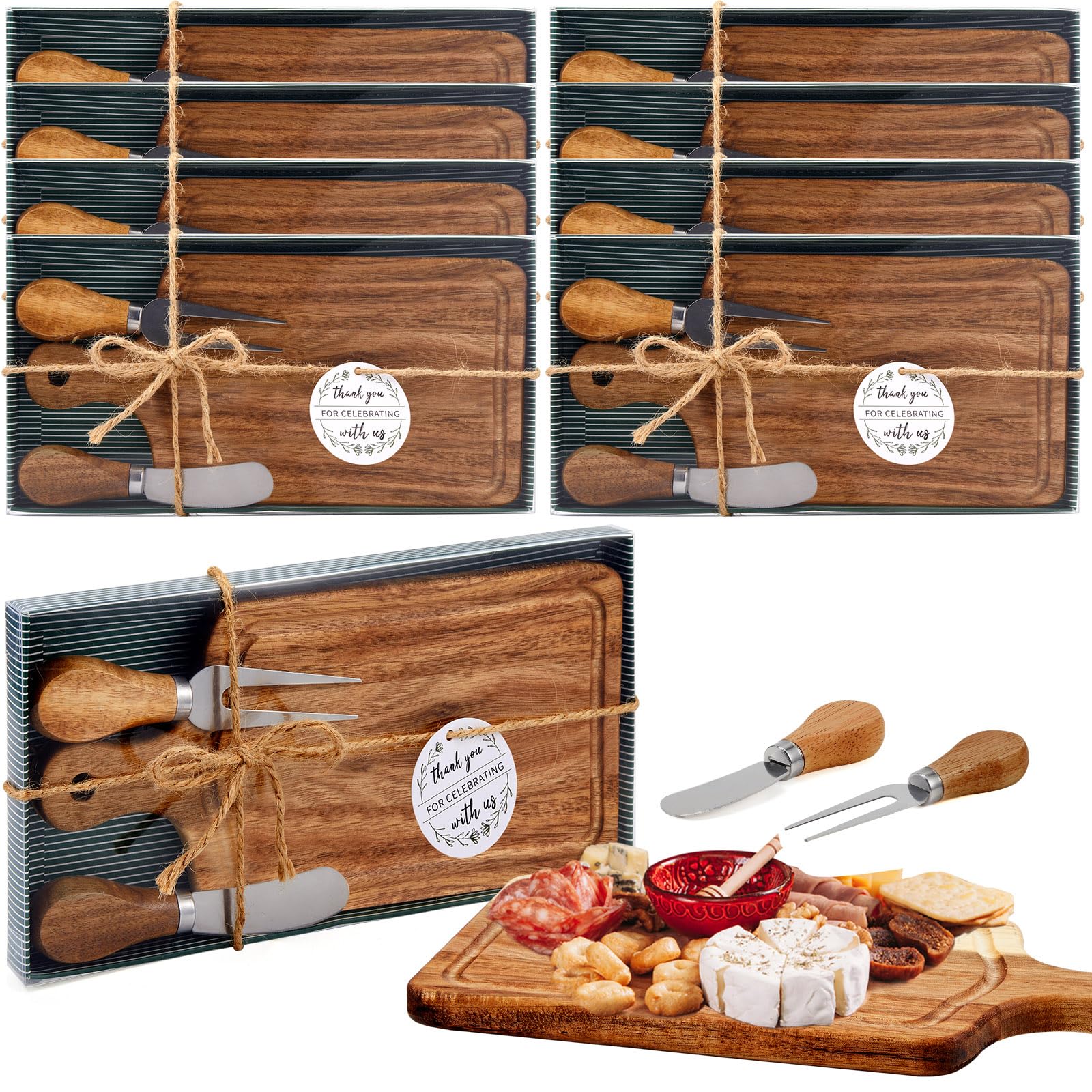 Ziliny 8 Sets Baby Shower Prizes Mini Charcuterie Board, Acacia Color