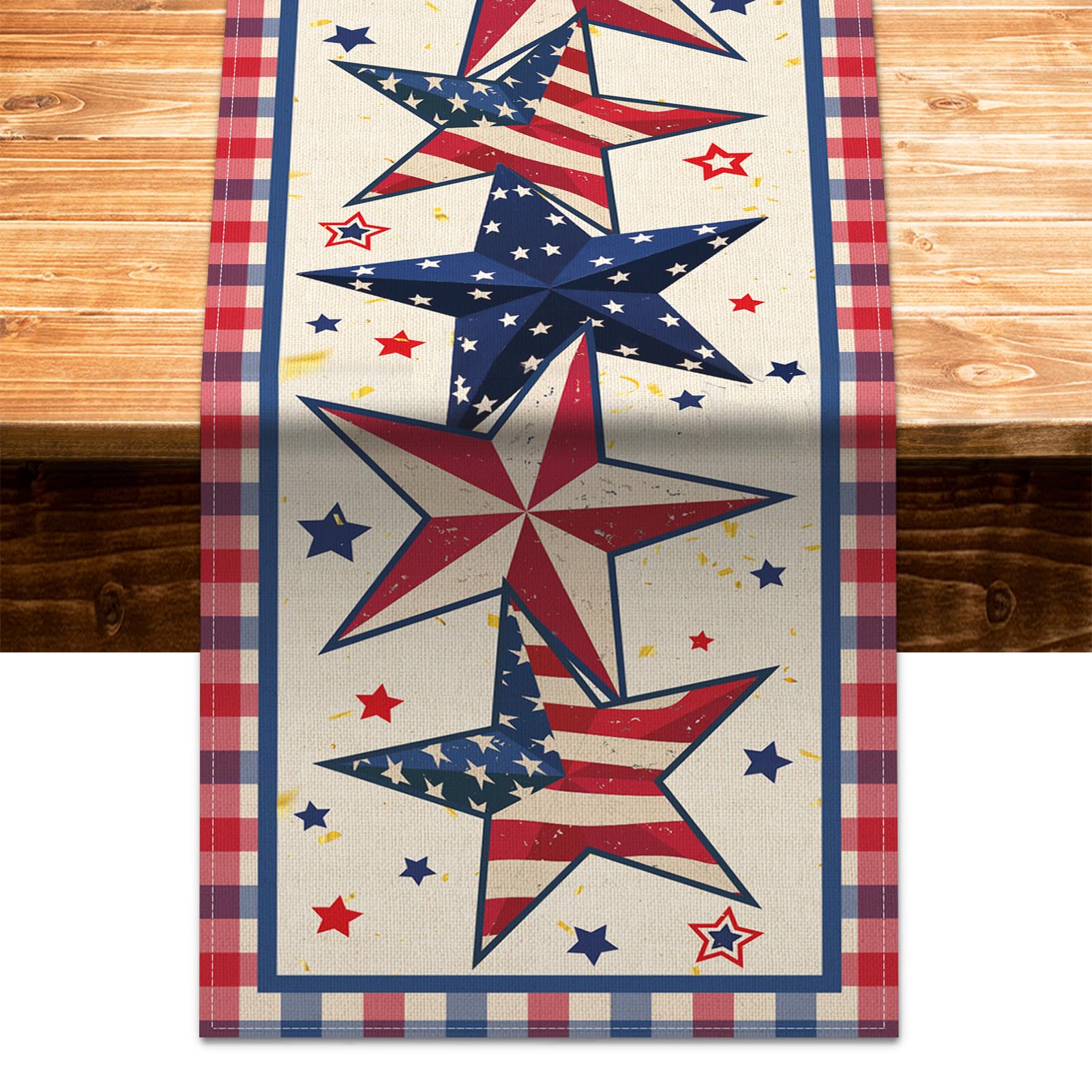ARKENY 4th Of July Patriotic Table Runner 72 Inches White...